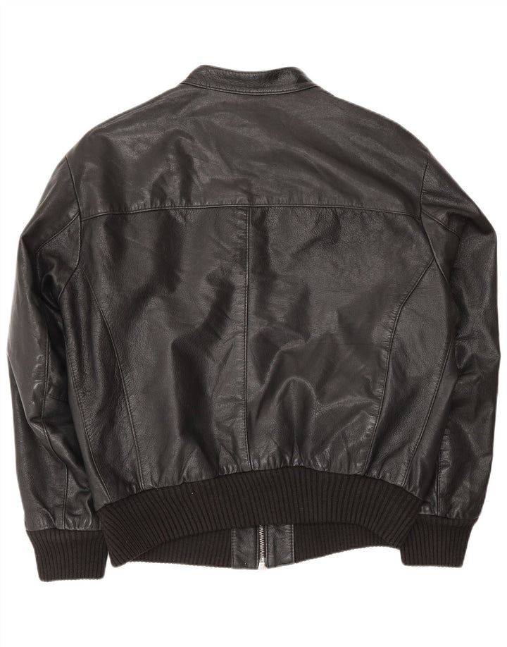 Sonny Bono Chaqueta Bomber de Cuero para Hombre UK 38 Medium Black