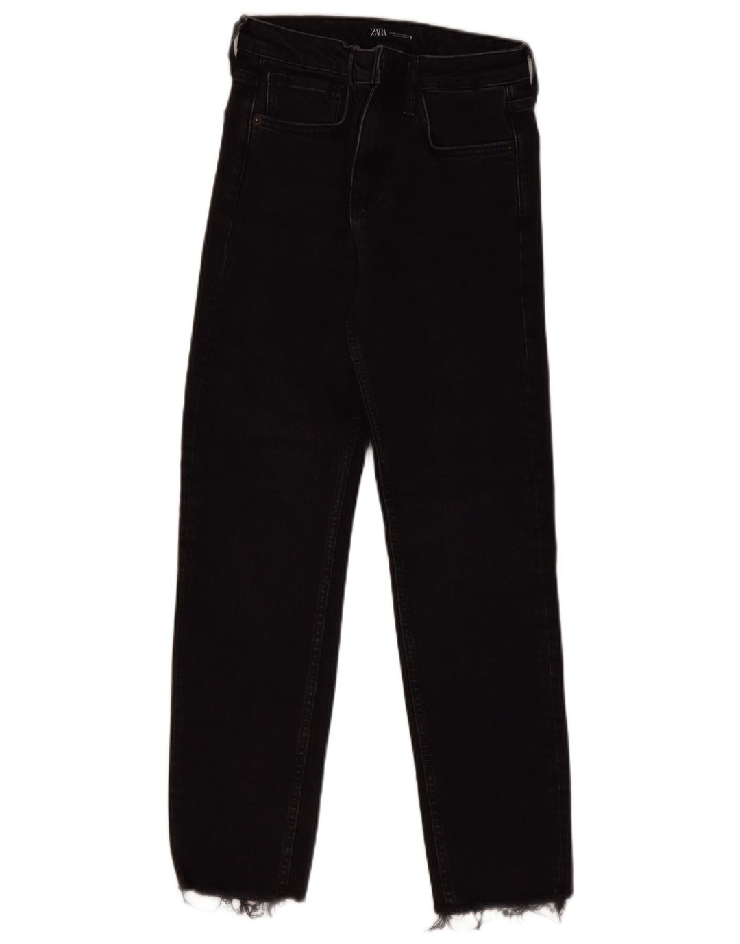 ZARA Mujer Vaqueros Rectos De Cintura Alta EU 36 XS W26 L27 Negro