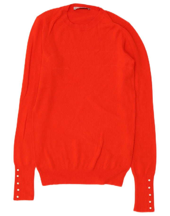 ZARA Womens Crew Neck Jumper Sweater UK 8 Small Red Viscose