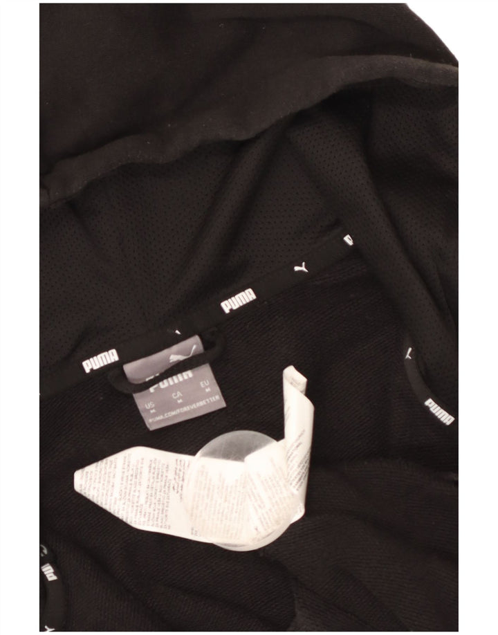 Puma Sudadera con capucha y cremallera gráfica para hombre, algodón negro mediano