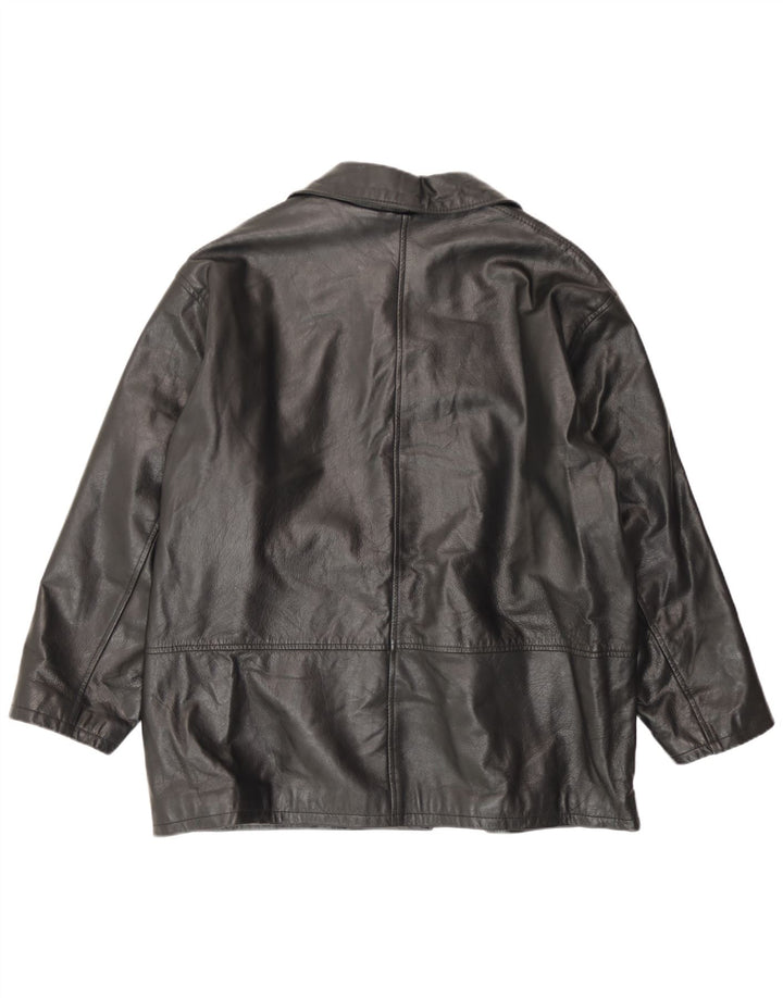 Conbipel Chaqueta de cuero holgada para mujer IT 46 Cuero negro grande