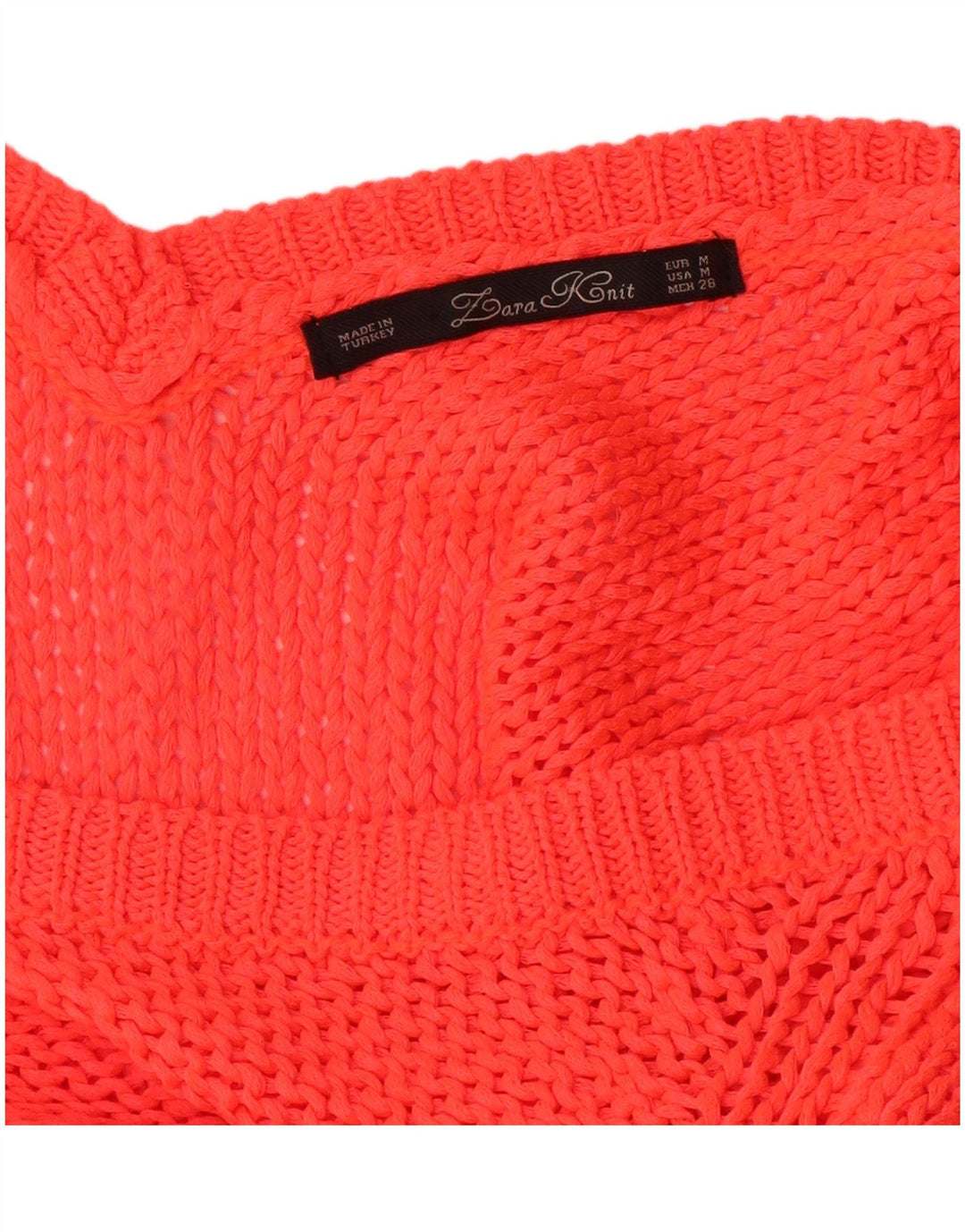 ZARA Suéter tipo jersey con cuello en V de crochet para mujer Reino Unido 12 Acrílico rojo mediano