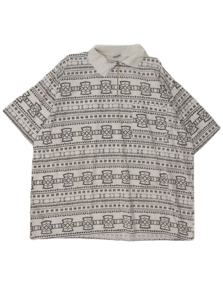 JOHN F GEE Camisa tipo jersey de manga corta para hombre 2XL Algodón geométrico blanco