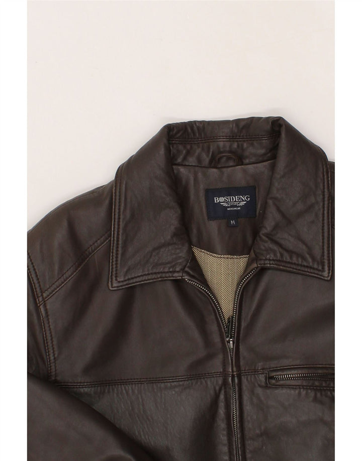 VINTAGE Chaqueta de cuero para hombre Reino Unido 38 Cuero marrón medio