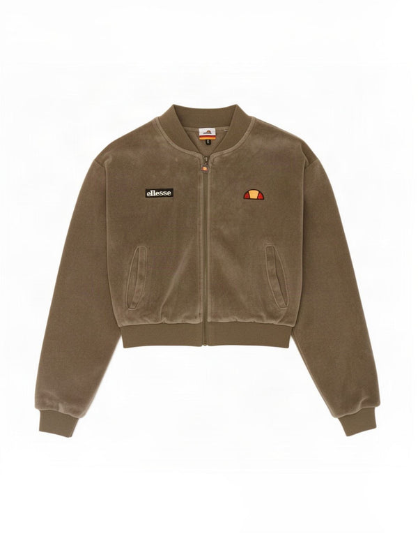 Ellesse Womens Loose Fit Tracksuit Top Jacket UK 6 XS Brown Cotton