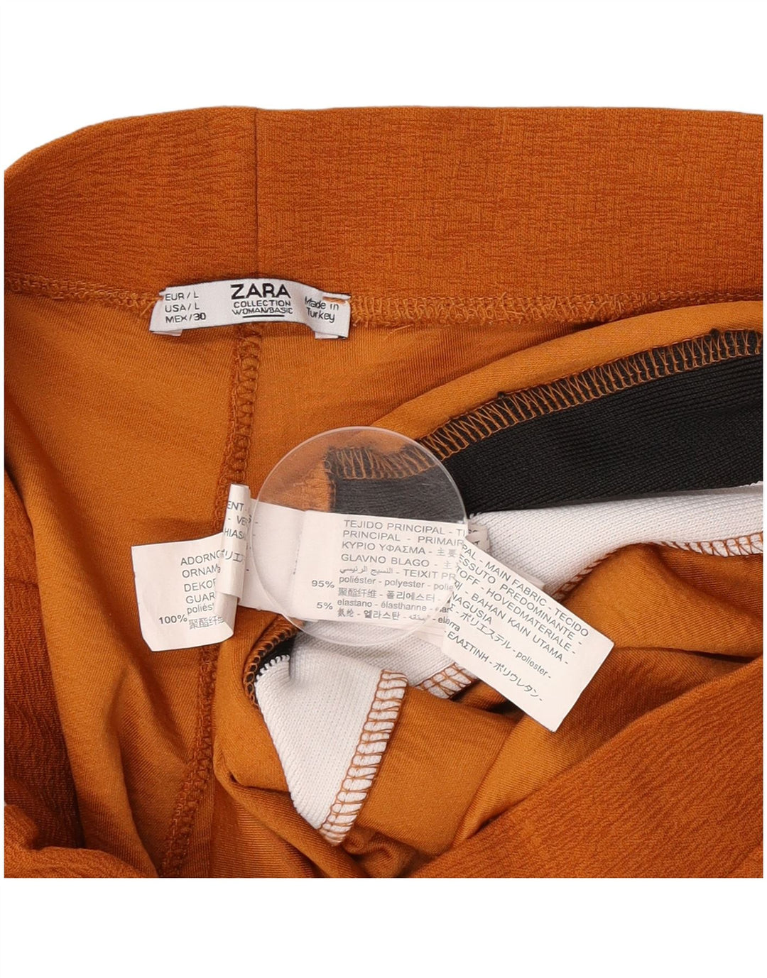 Zara Mujer Pantalones De Chándal UK 44 Grande Naranja Colorblock Poliéster