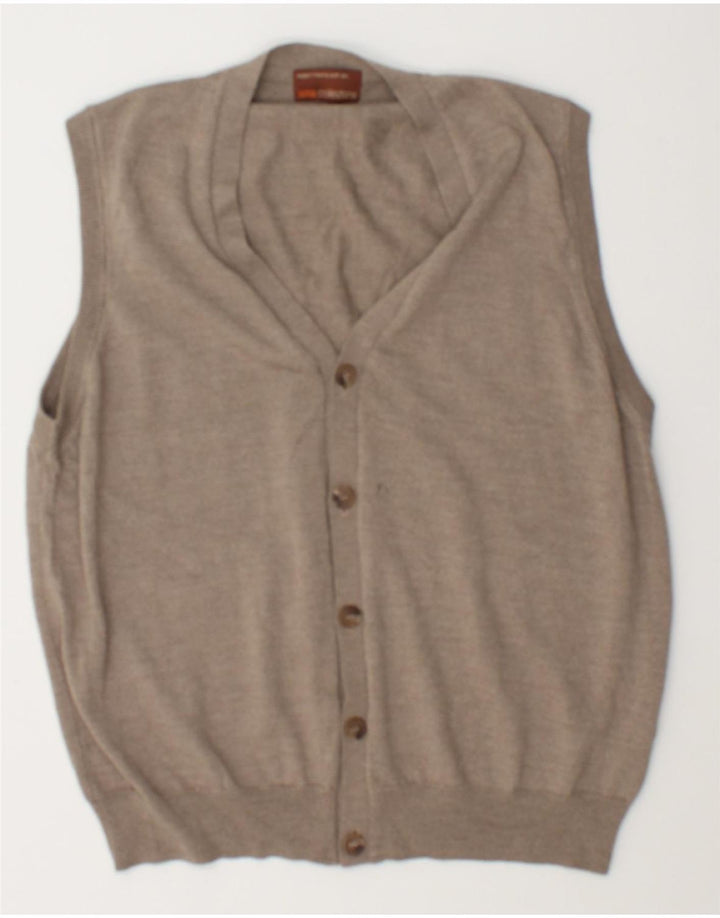 Marks & Spencer - Cárdigan sin mangas para hombre, talla grande, lana beige