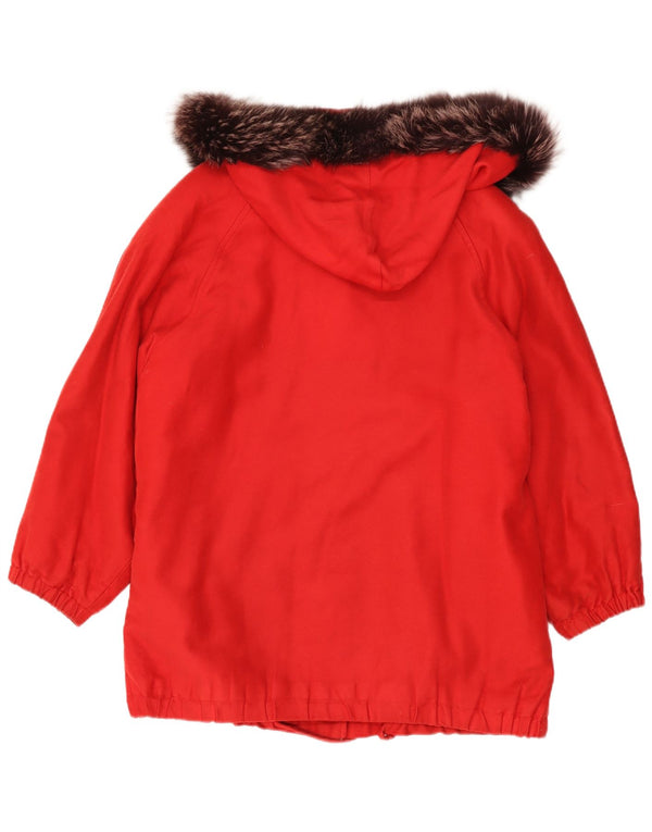 Vintage mujer gráfico con capucha abrigo Reino Unido 18 XL algodón rojo