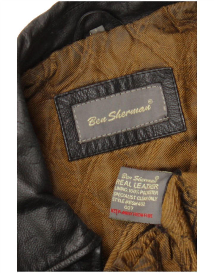 BEN SHERMAN Chaqueta de cuero para hombre Reino Unido 40 Cuero negro grande