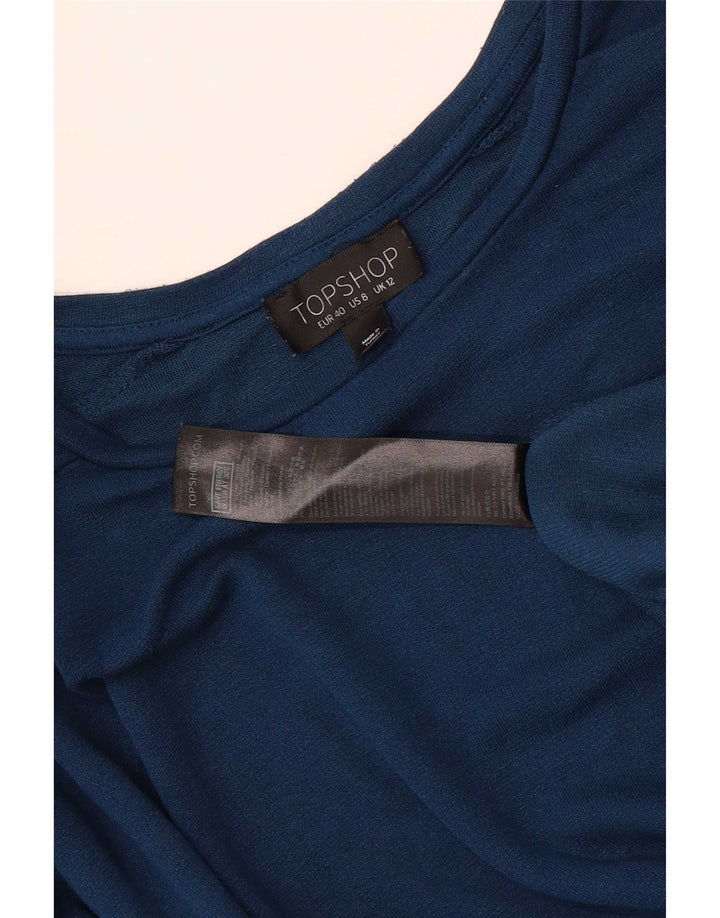 Topshop Top extragrande de manga larga para mujer UK 42 Viscosa azul medio