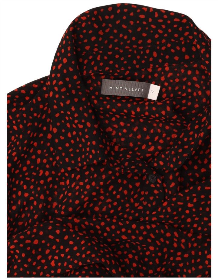 MINT VELVET Vestido camisero de manga larga para mujer UK 42 Mediano Negro Manchado