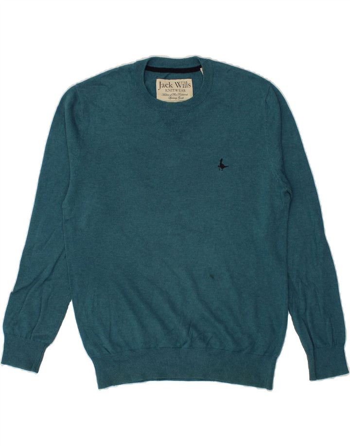 JACK WILLS Mens Crew Neck Jumper Sweater Medium Turquoise Vintage Jack Wills and Second-Hand Jack Wills from Messina Hembry 