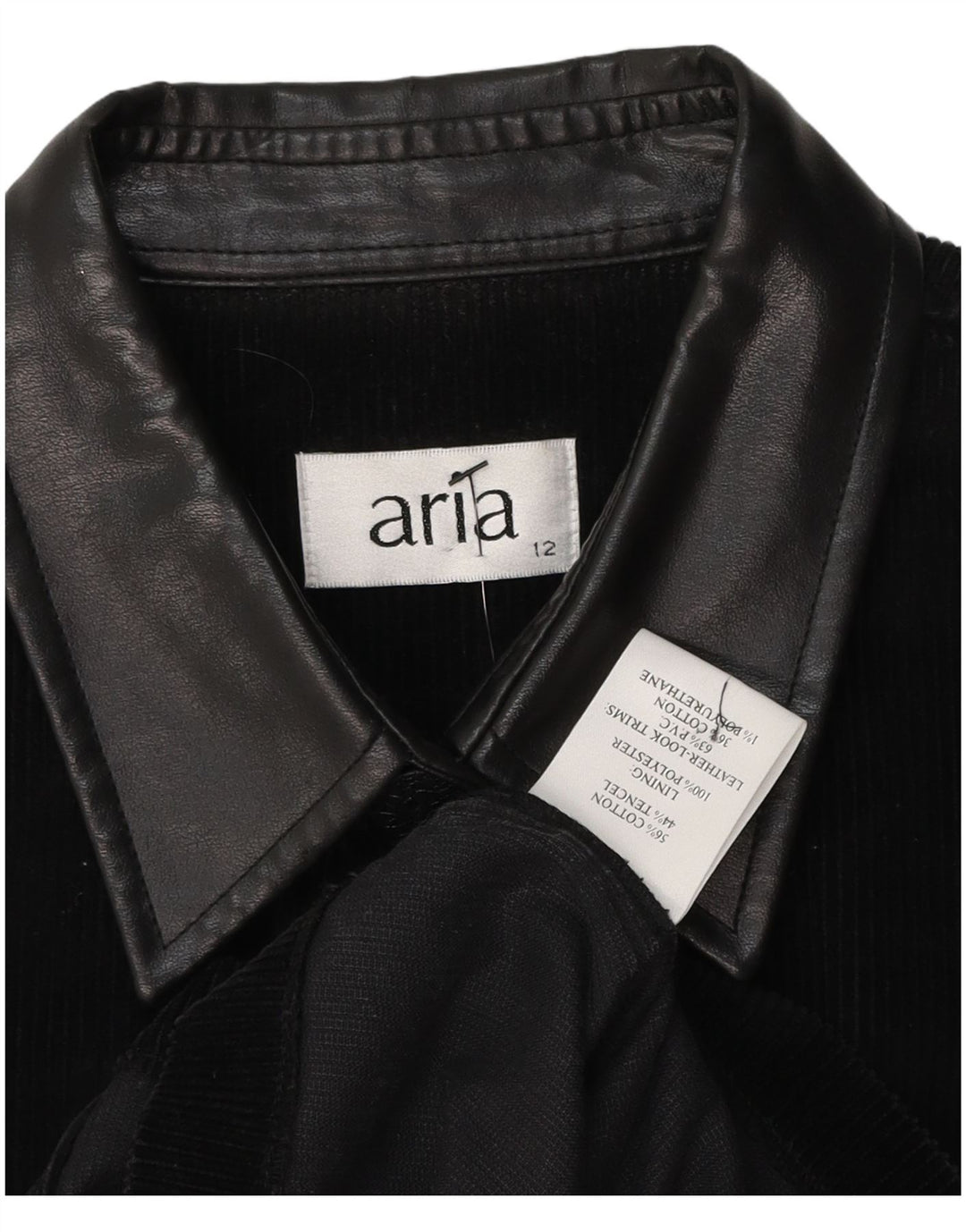 ARIA Blusa sin mangas de pana para mujer UK 42 Medium Black Tencel