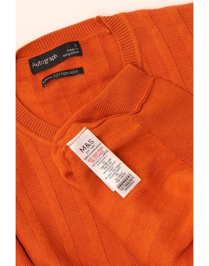 Marks & Spencer - Jersey de cuello redondo para hombre con autógrafo, talla grande, algodón naranja