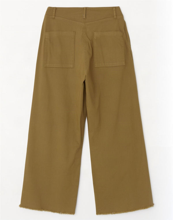 Zara Pantalones anchos de cintura alta para mujer EU 38 Small W28 L26 Caqui