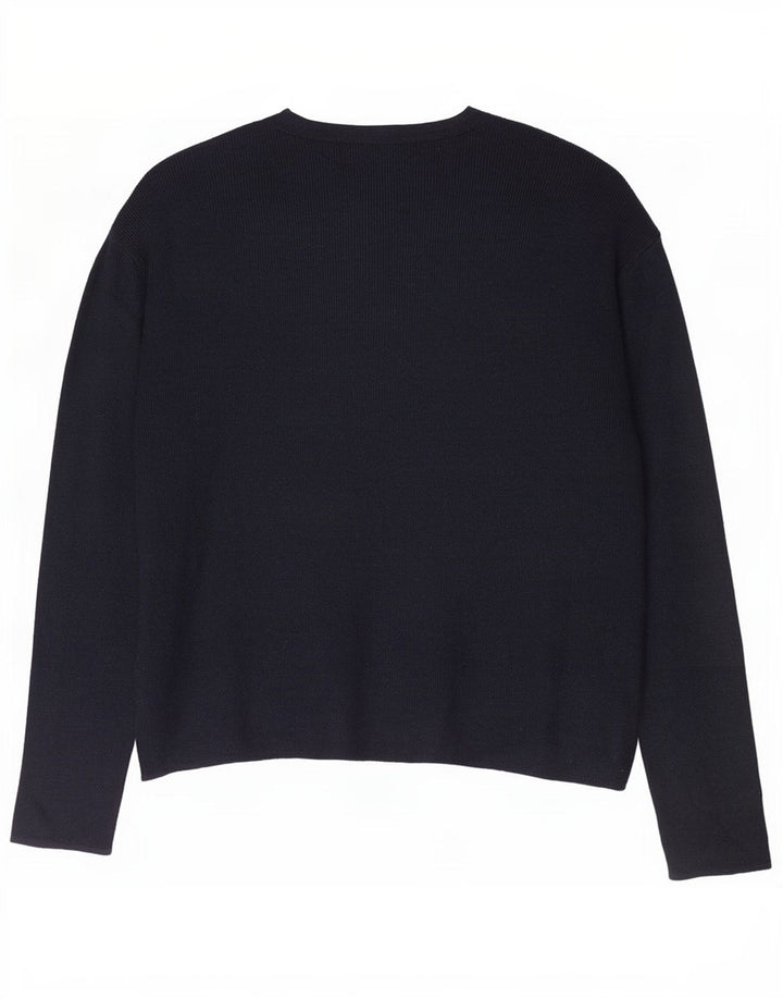 Marks & Spencer Suéter con Cuello en V para Mujer UK 46 Large Viscosa Negra
