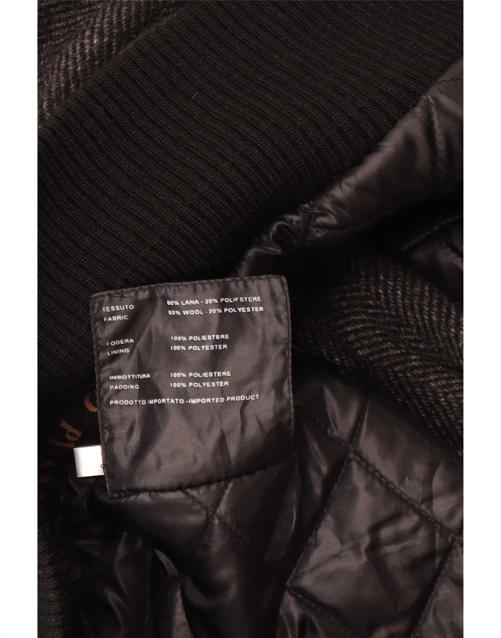 Pyramid Chaqueta Bomber para Hombre UK 40 Large Gris Herringbone Wool