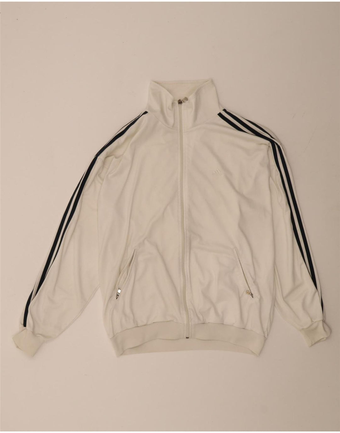 Adidas - Chaqueta de chándal para hombre, talla 40/42, poliéster blanco mediano