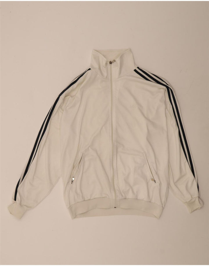 Adidas - Chaqueta de chándal para hombre, talla 40/42, poliéster blanco mediano