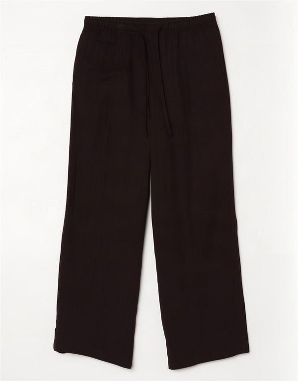 Zara Mujer Pantalón Chino Pierna Ancha De Talle Alto XL W32 L31 Lyocell Negro