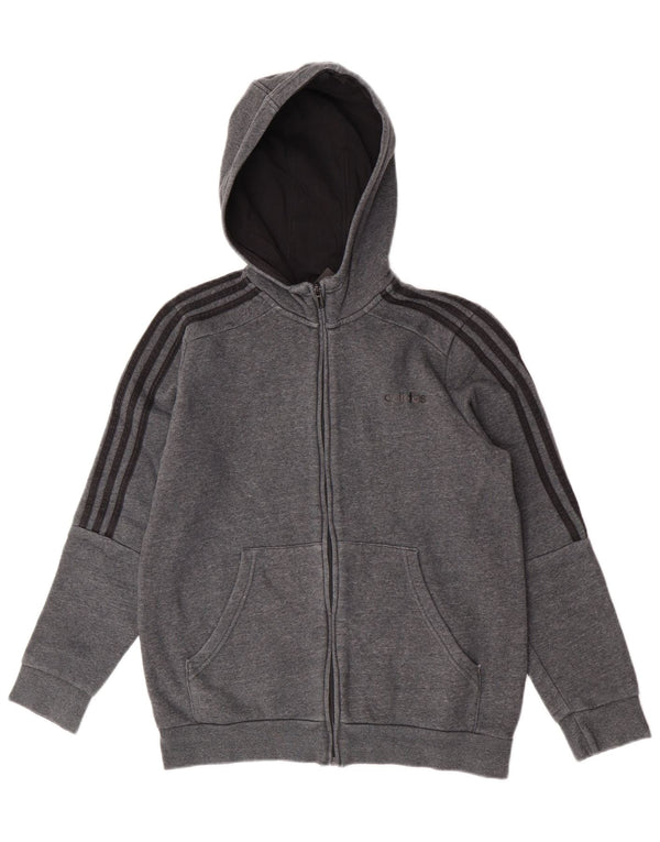 Adidas Sudadera con capucha y cremallera para niños 13-14 años Algodón moteado gris