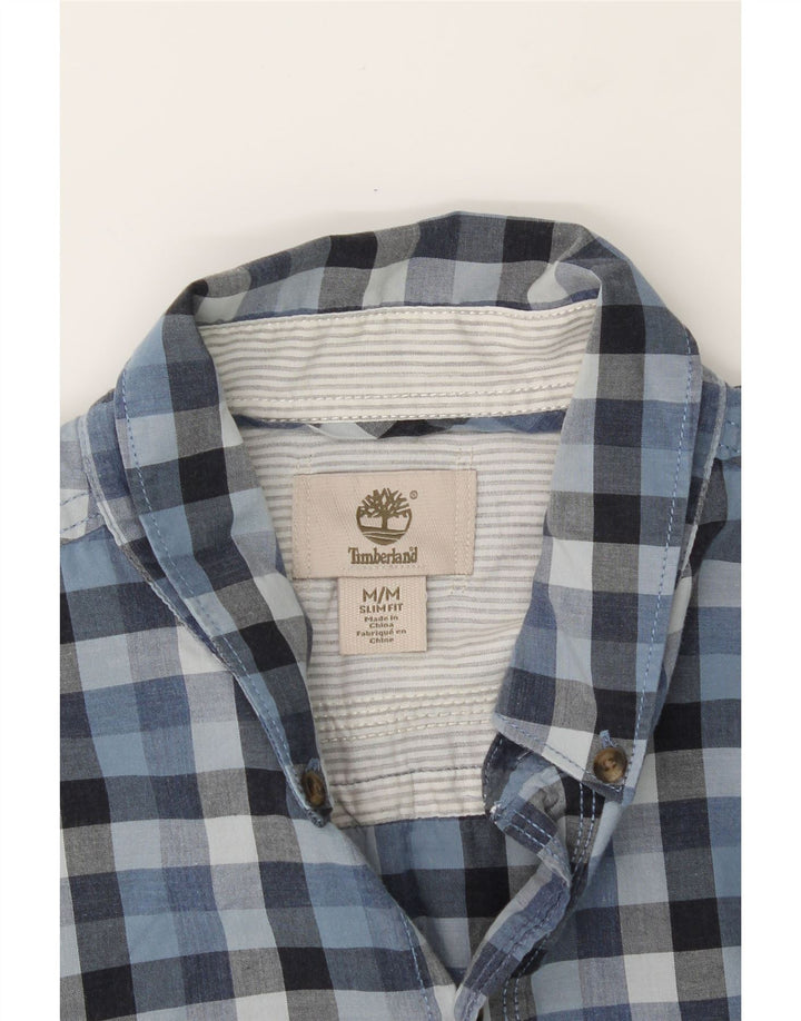 TIMBERLAND Mens Slim Fit Shirt Medium Blue Check Cotton Vintage Timberland and Second-Hand Timberland from Messina Hembry 