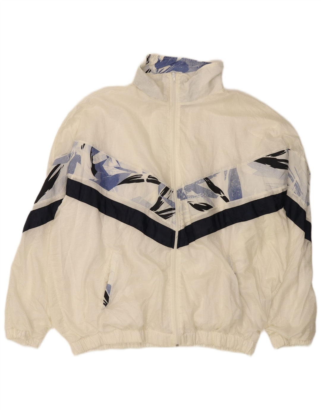 Vintage hombres chándal chaqueta superior IT 56 XL bloque de color blanco