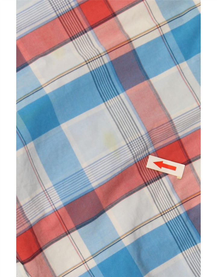 TOMMY HILFIGER Camisa militar de manga corta de algodón a cuadros azul medio