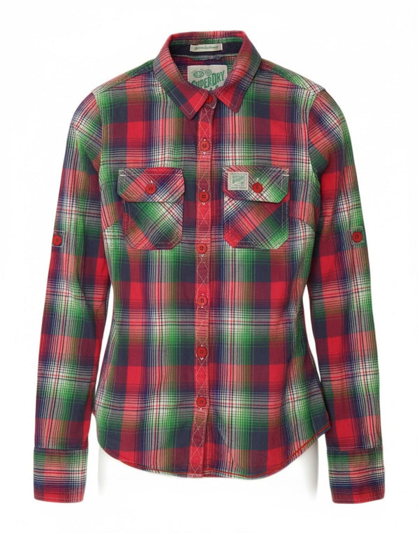 SUPERDRY Camisa de franela para mujer UK 6 XS Algodón a cuadros multicolor