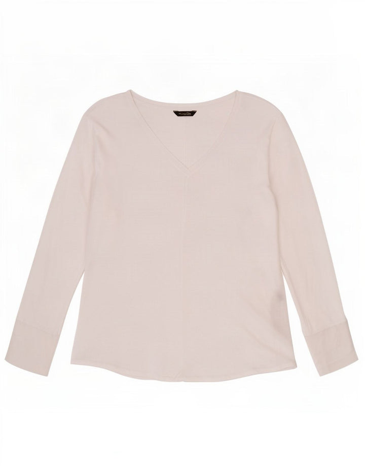 Massimo Dutti Mujer Top Transparente Manga Larga UK 42 Medium White Lyocell