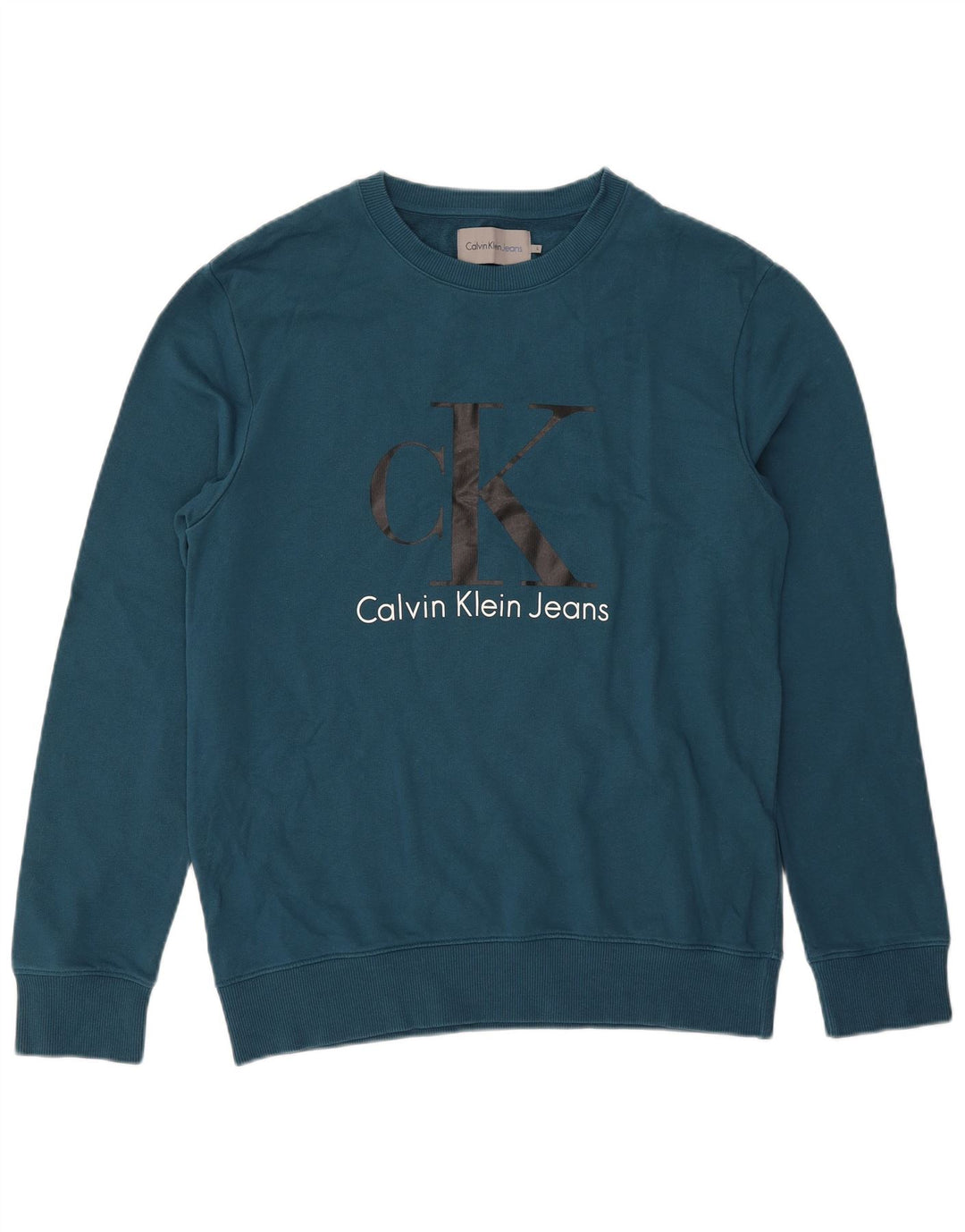 CALVIN KLEIN JEANS Sudadera estampada para hombre Jumper Large Azul Algodón