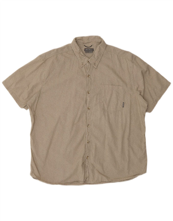 Eddie Bauer Camisa de manga corta para hombre XL Algodón gris manchado