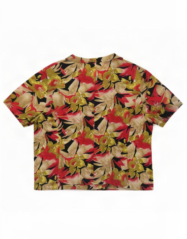 Vintage mujer manga corta camisa blusa Reino Unido 18 XL multicolor floral