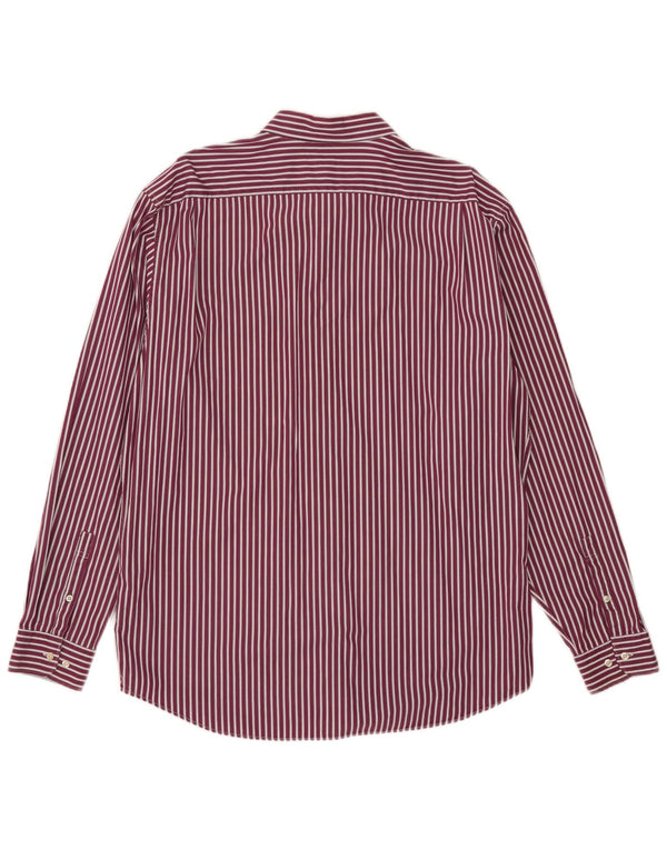 Camisa Lacoste Hombre Regular Fit Talla 44 XL Algodón Rayas Burdeos
