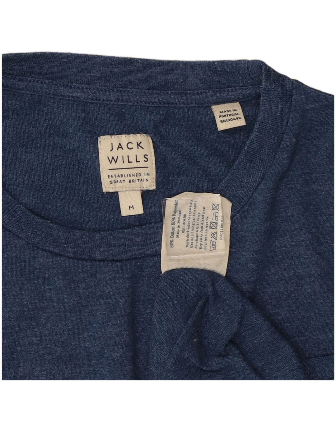 JACK WILLS Camiseta gráfica para hombre Top de algodón moteado azul medio