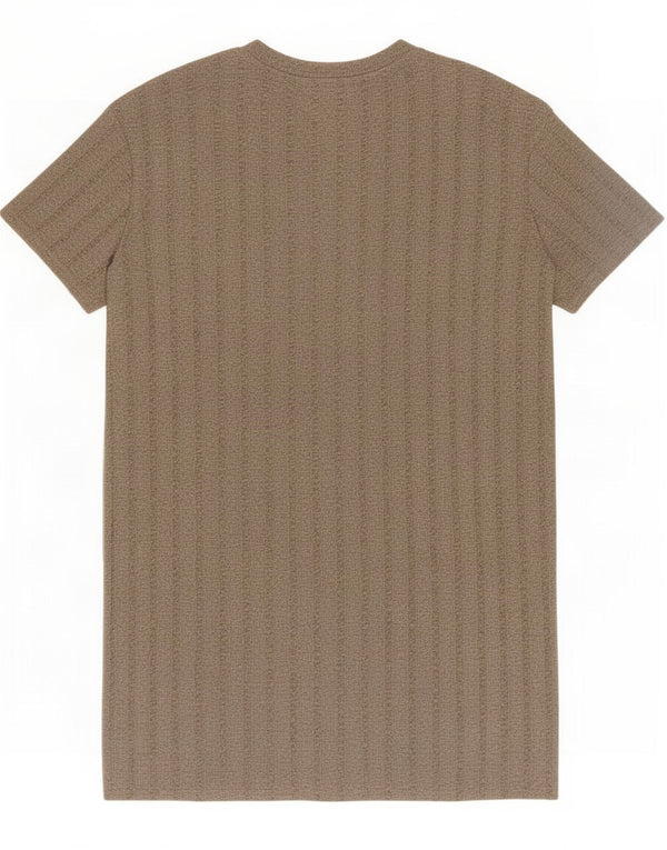 Zara Vestido Camiseta Mujer UK 44 Poliéster A Rayas Beige Medio