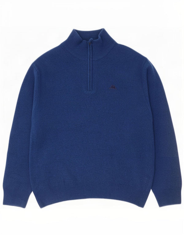 Kappa Mens Zip Neck Jumper Sweater Large Azul Marino Lana