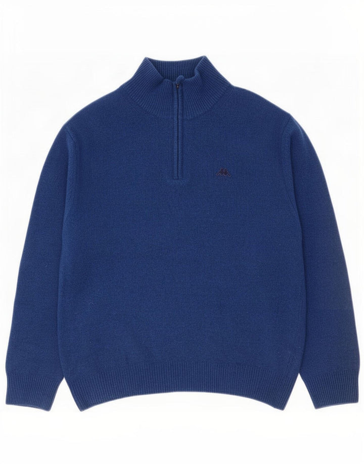 Kappa Mens Zip Neck Jumper Sweater Large Azul Marino Lana