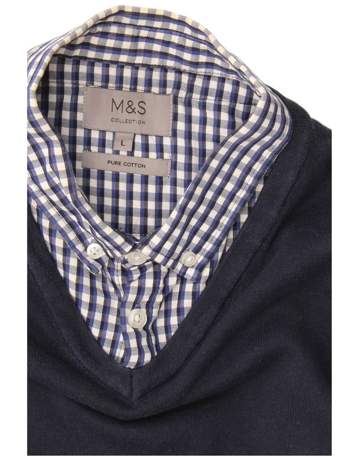 Marks & Spencer - Jersey tipo polo para hombre, talla grande, color azul marino