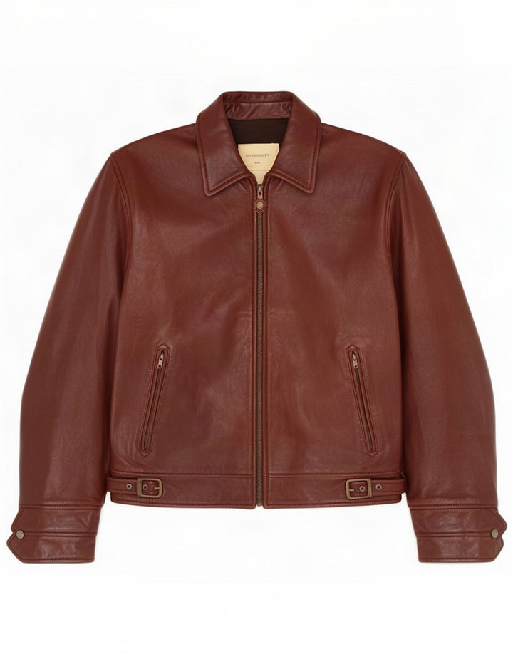 Chaqueta de cuero vintage para hombre IT 54 2XL Marrón