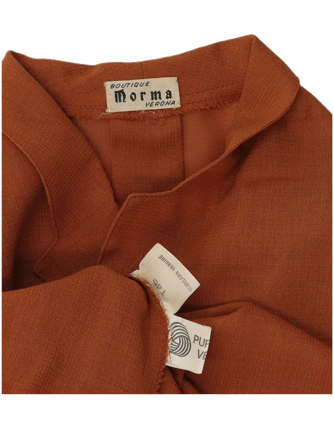 Blusa vintage para mujer IT 46 Lana virgen marrón grande