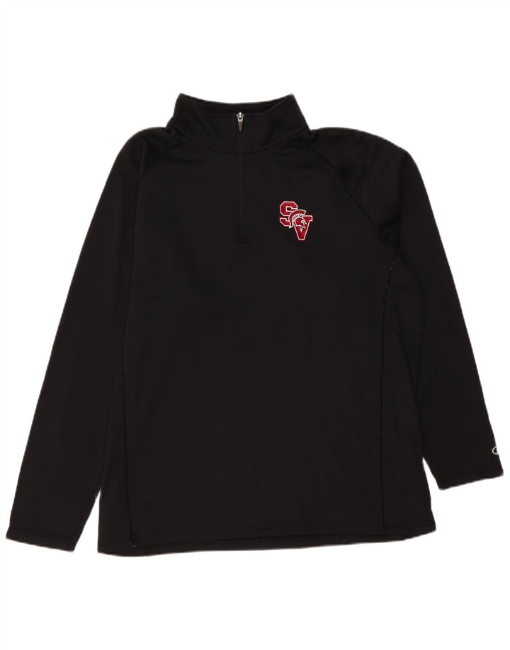 Champion - Chándal con cremallera y cuello para hombre, talla grande, poliéster negro