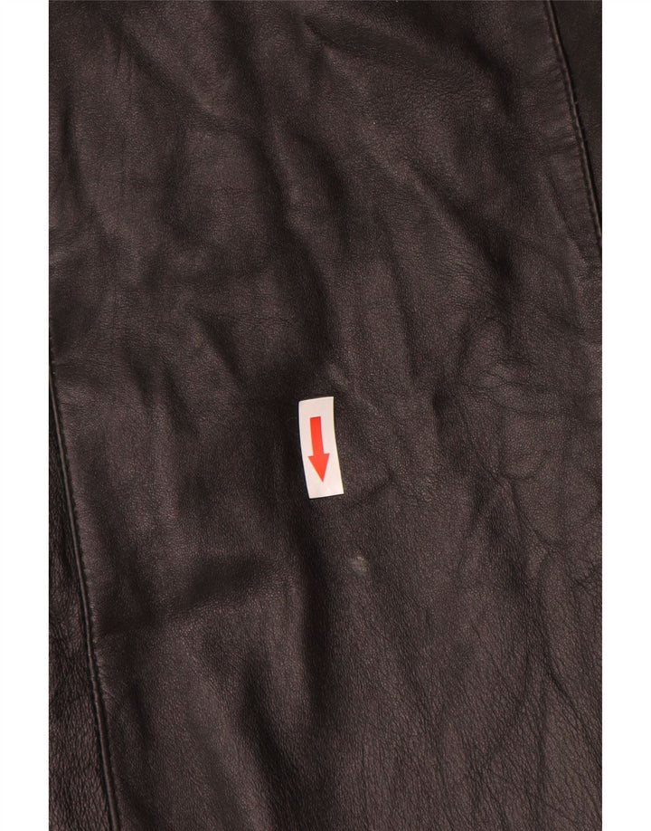 Vintage mujeres suelta ajuste cuero abrigo Reino Unido 14 cuero negro medio