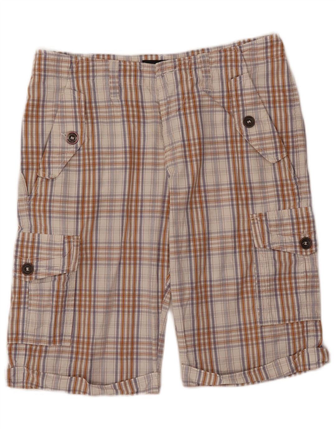Just Cavalli Pantalones cortos tipo cargo para hombre W36 Large Beige Check