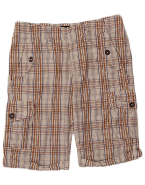 Just Cavalli Pantalones cortos tipo cargo para hombre W36 Large Beige Check