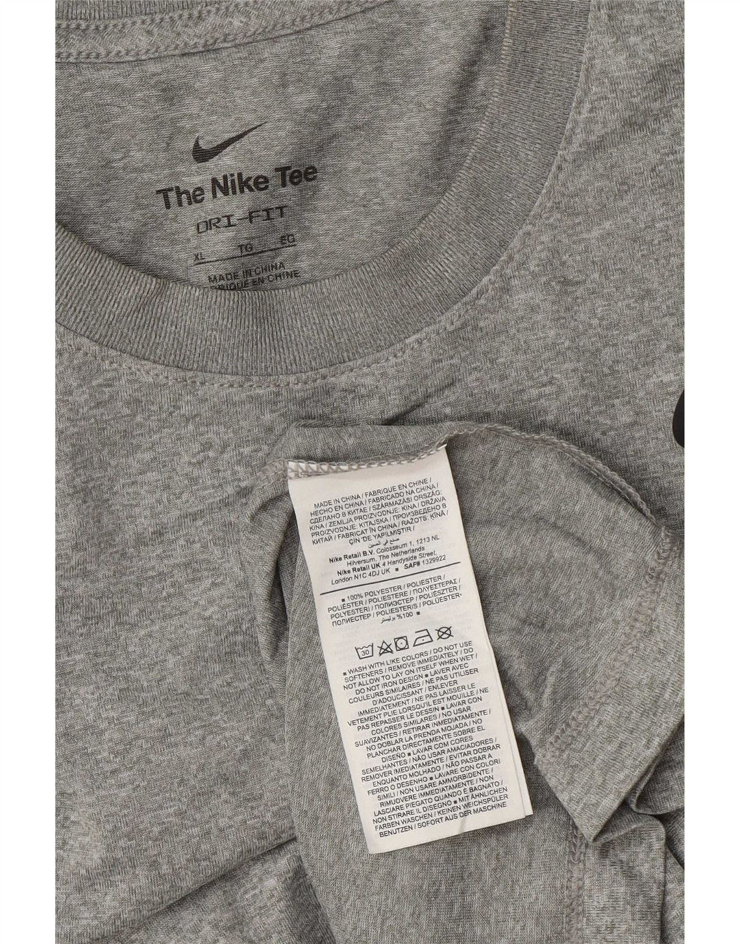 Nike Camiseta Dri Fit para hombre de manga larga XL Poliéster moteado gris