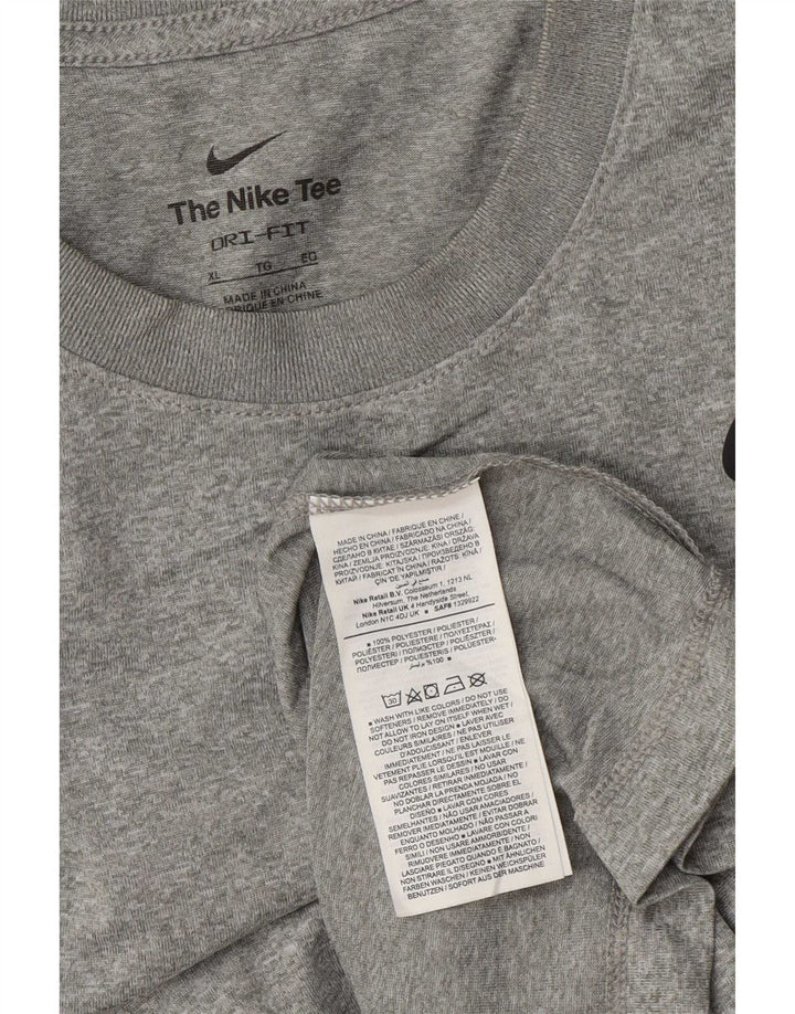 Nike Camiseta Dri Fit para hombre de manga larga XL Poliéster moteado gris