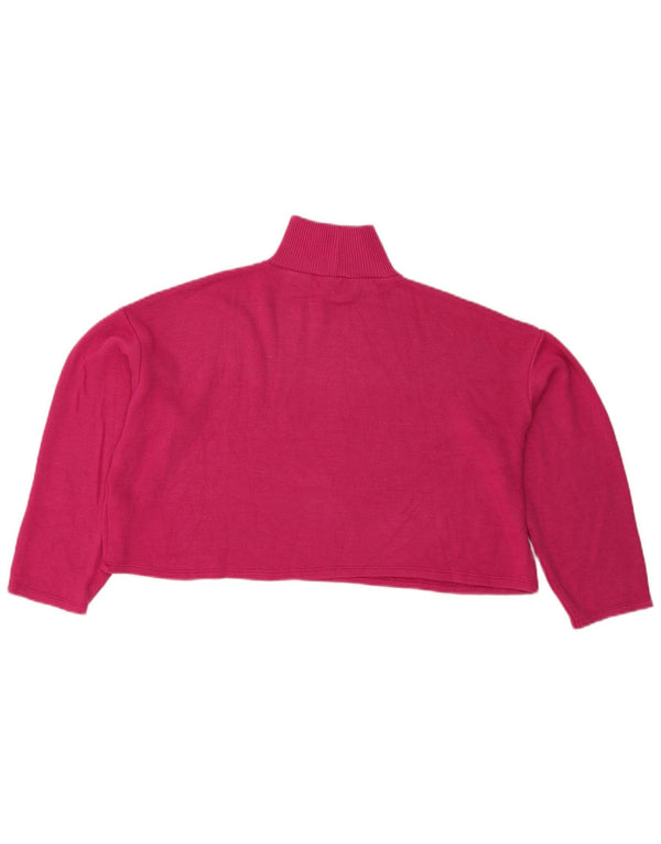 Zara Mujer Crop Oversize Top Manga Larga UK 42 Poliéster Rosa Medio