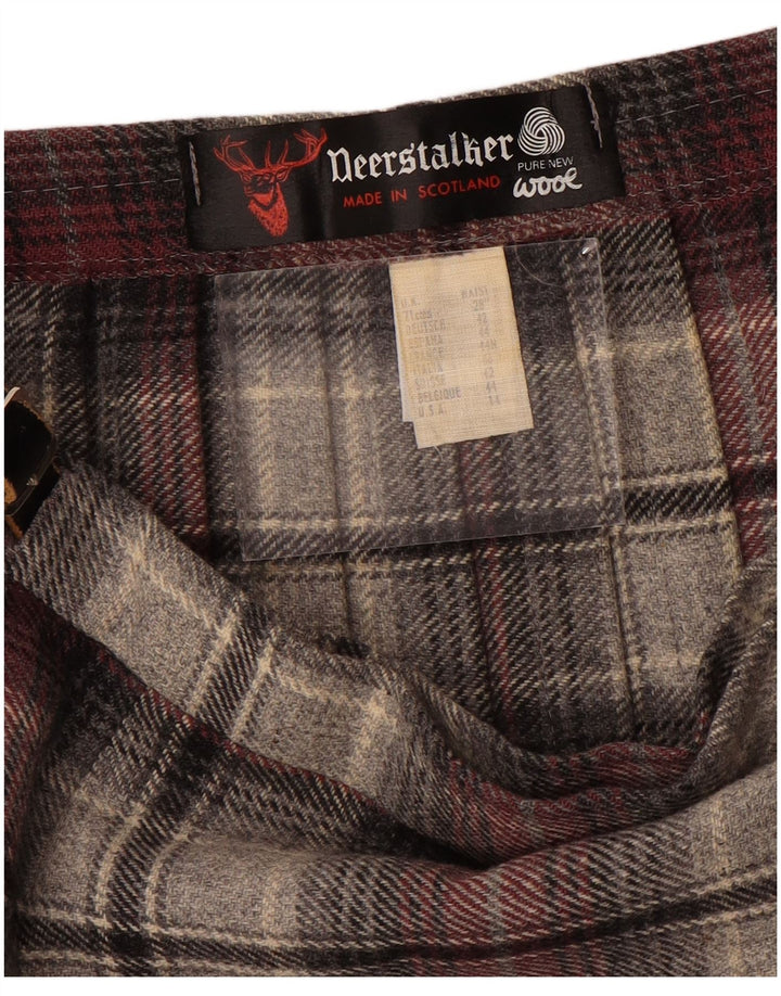 Deerstalker Falda cruzada plisada para mujer W28 Lana a cuadros roja mediana