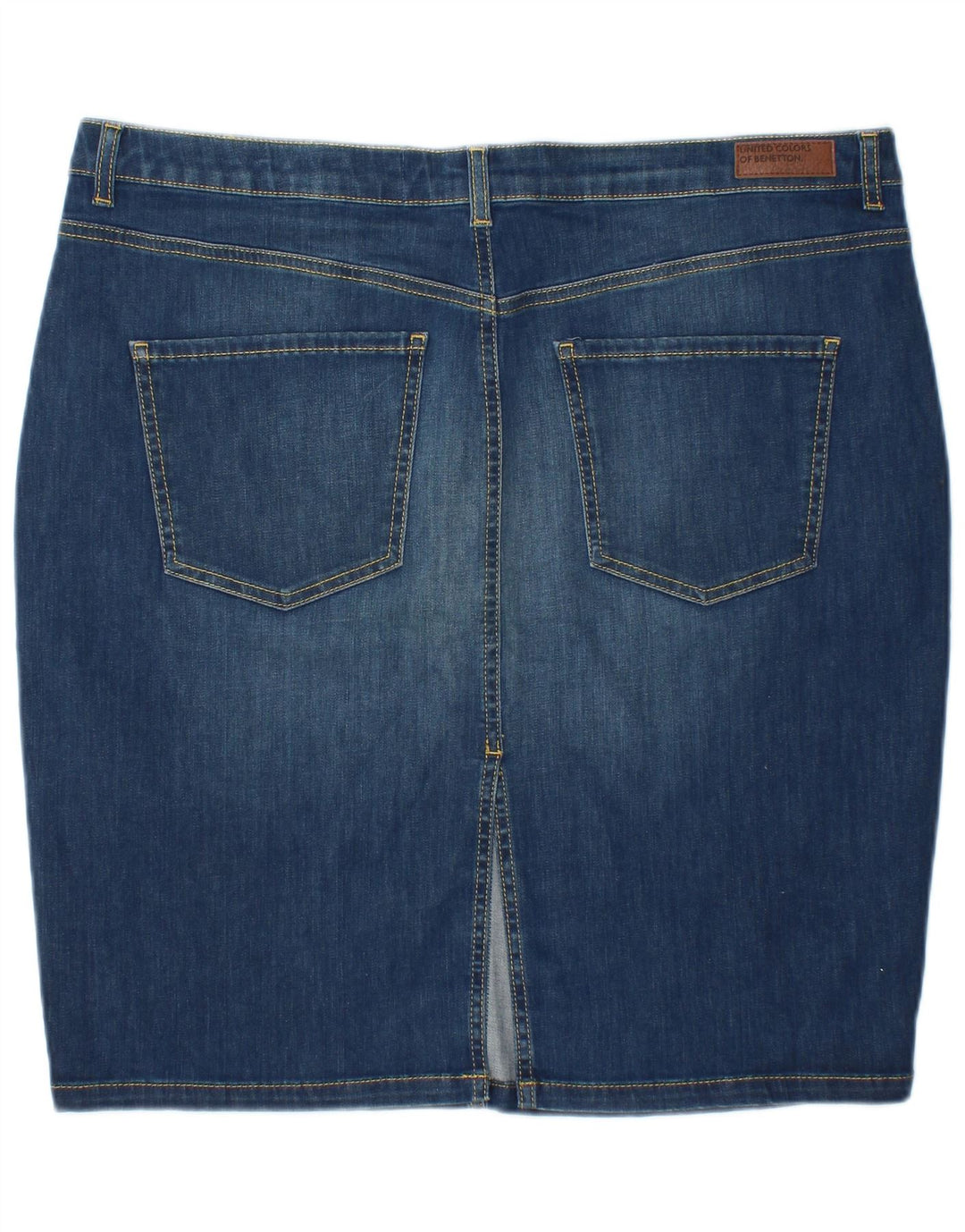 BENETTON Womens Denim Skirt W35 Large  Navy Blue Cotton